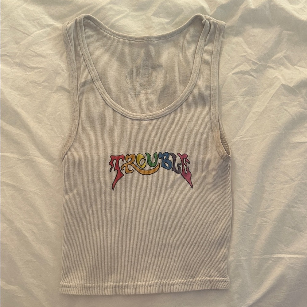 Cherry LA Multicolor Graphic White Tank Top